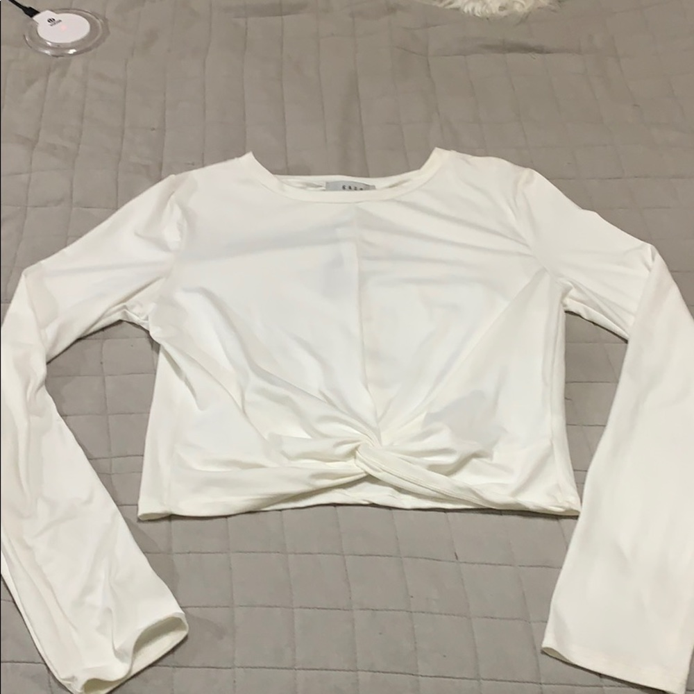 White Cropped Long Sleeved Top